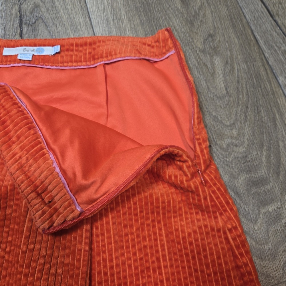 Boden Women 4 Orange Corduroy Wrap Skirt Buckle Accent Pencil - Picture 4 of 9